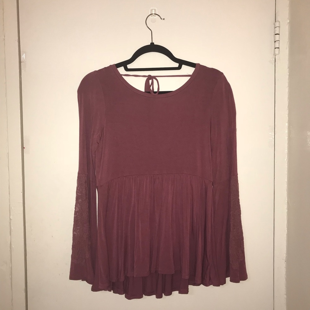 American eagle pink bell sleeve blouse